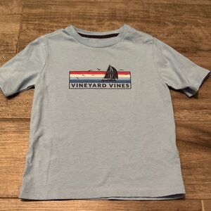 Vineyard Vines Light Blue Kids Tee with Sailboat Graphic